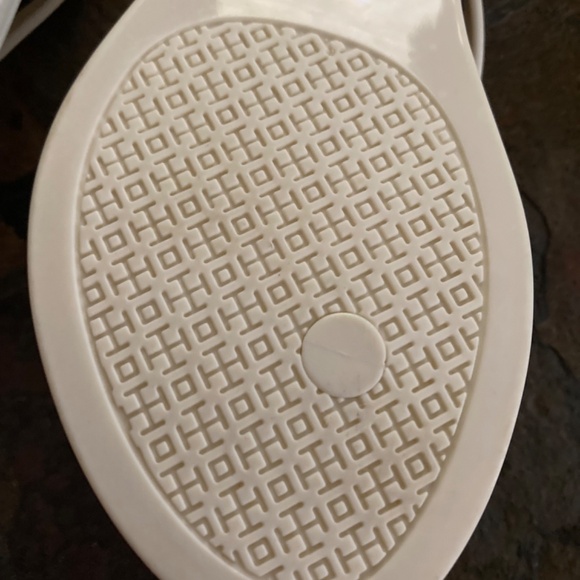 Tory Burch Ivory Gold Jelly Flip Flop Thong Bow Sandal Beach Vacation Vibes Sz 5 - Picture 4 of 13